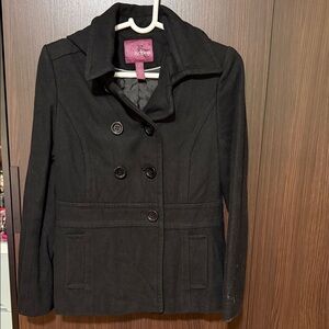 Black Double-Breasted Pea Coat, junior kid size XL